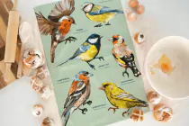 Beautiful Birds Hand Drawn Tea Towel - 0